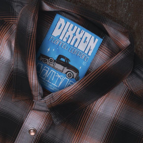 NWT Dixxon Flannel Bamboo Patina Black Brown Plaid Short Sleeve Pearl Snap Shirt - Picture 6 of 9